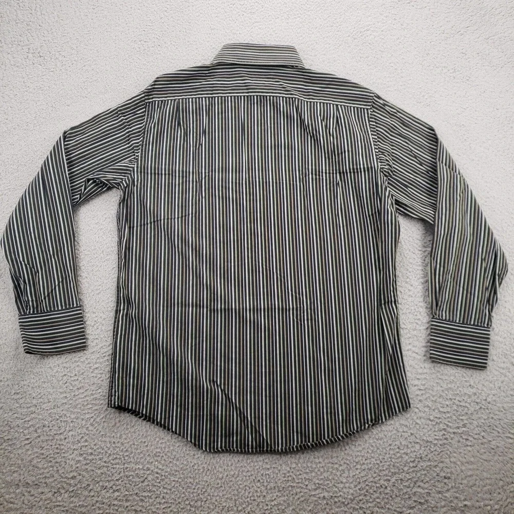 Banana Republic Shirt Mens Large 16 16.5 Black Sriped‎ Classiccore Button Up